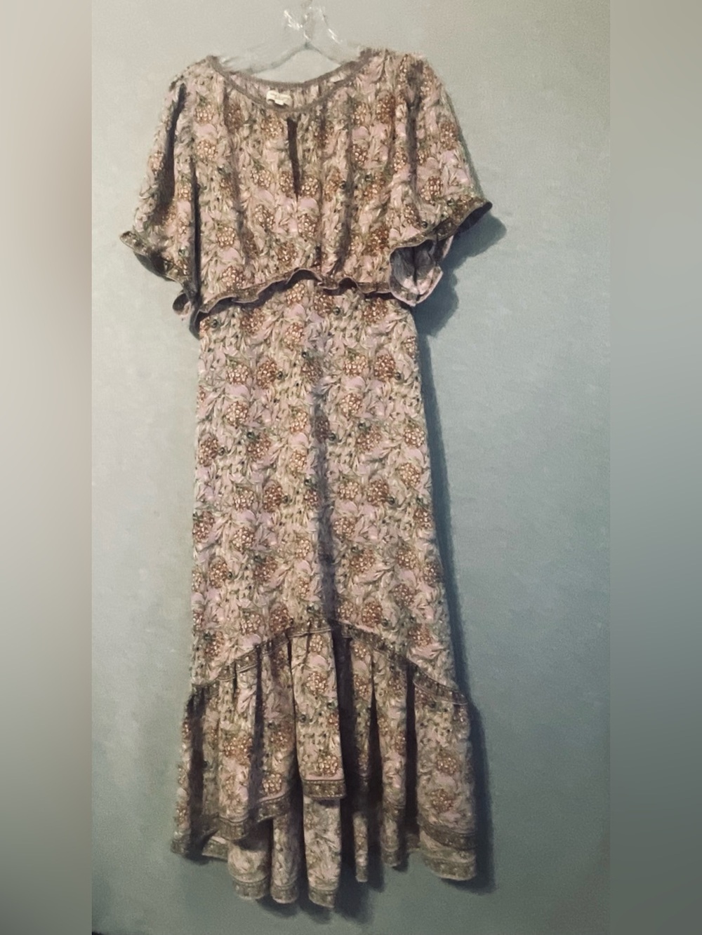 MAx Studio London  women's  Floral Lavender Ruffled midi dress SZ S